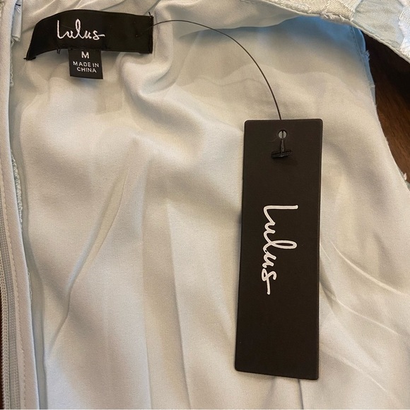 NWT Lulus Blue Exquisite Moments Floral Jacquard Sleeveless Mini Dress Size M - Picture 8 of 13